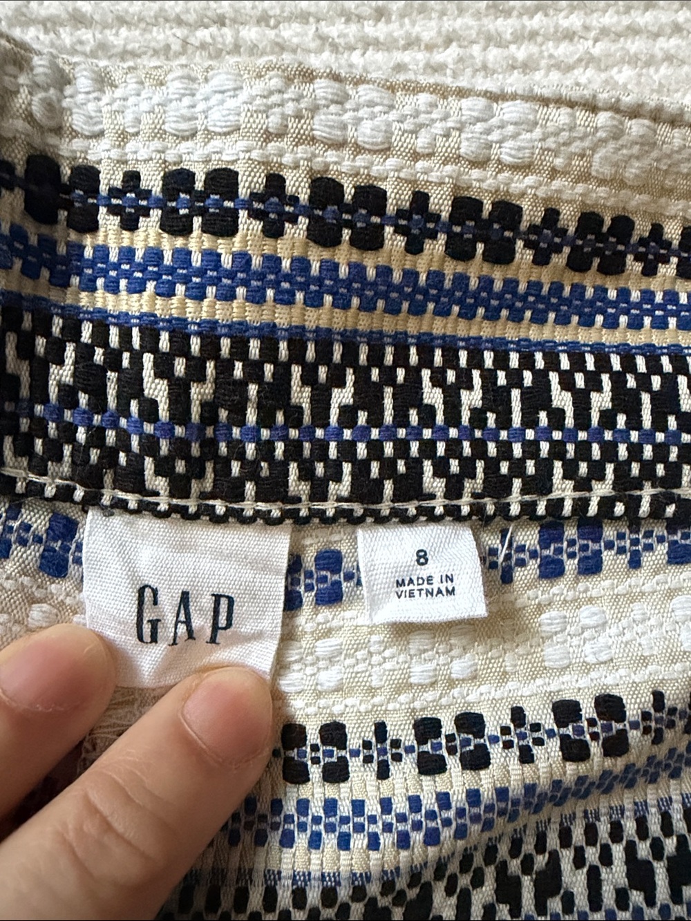 GAP High-Waist Striped Black and Blue Shorts - Picture 3 of 5